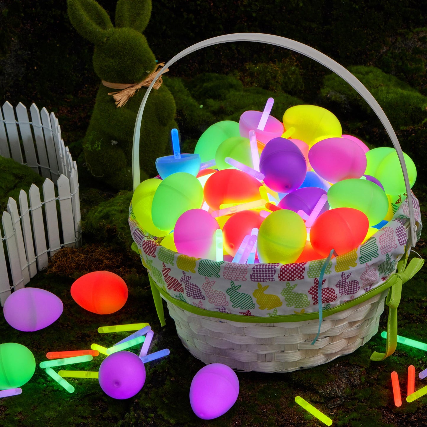 JOYIN 100 Pcs Easter Eggs with 150 Pcs Mini Glow Sticks for Kids