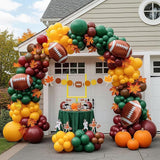 Football Party Decorations with Ruby red Green Brown Balloon Garland