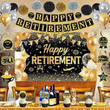 Black Gold Retirement Party Decorations Happy Retirement Banner