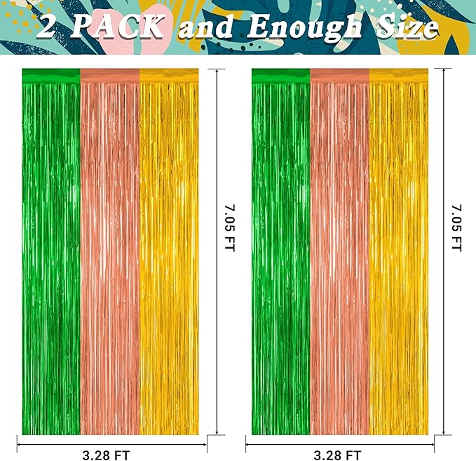 2 Pack Luau Decorations, 3.28 FT x 7.05 FT Summer Party Streamer,