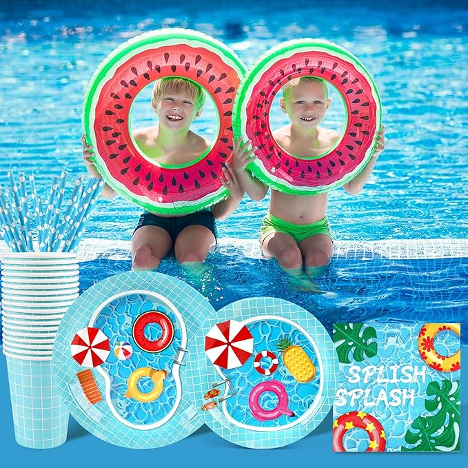 Pool Party Supplies Decorations Disposable Summer Kids Birthday