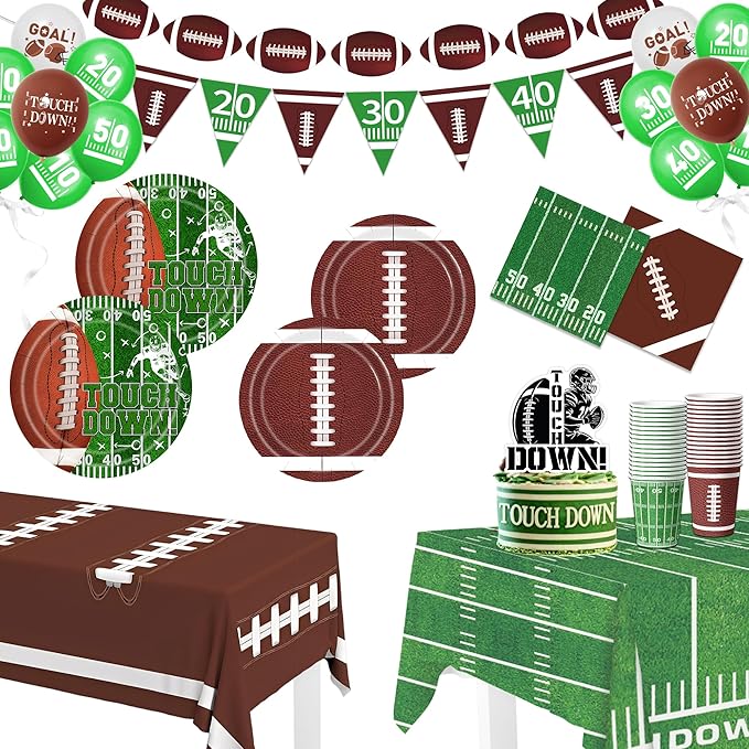 115PCS Football Party Decorations Football Paper Plates and Napkins