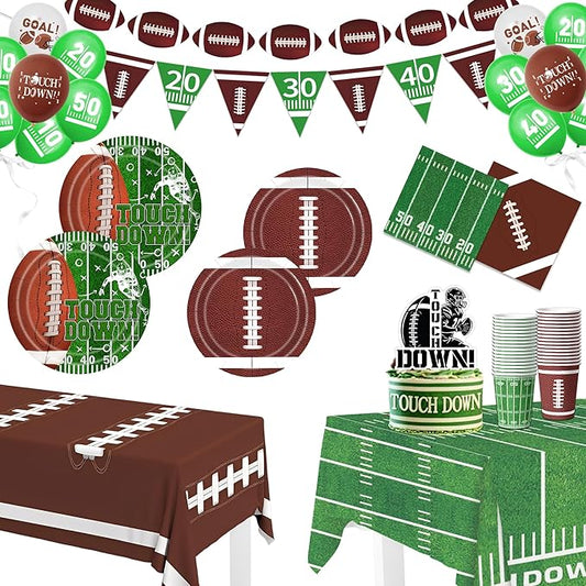 115PCS Football Party Decorations Football Paper Plates and Napkins