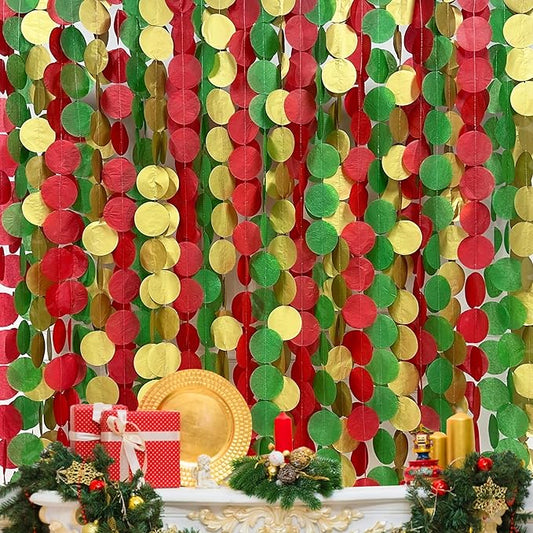 192Ft Christmas Party Decorations Red Green Metallic Gold Tissue
