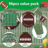 Football Party Supplies Set for 24 Disposable Paper Plates and
