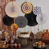 Black and Gold Decorations Hanging Honeycomb Paper Pompoms Fan for