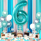 KatchOn, Giant Teal Blue Number 6 Balloon - 40 Inch | 6th Birthday