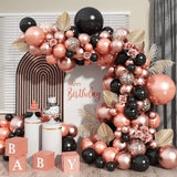 Rose Gold and Black Balloon Arch Kit 102pcs Matte Black and Metallic