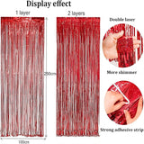 BRAVESHINE Tinsel Foil Fringe Curtains - 2 Pack 3.2 x 8.2 ft Metallic