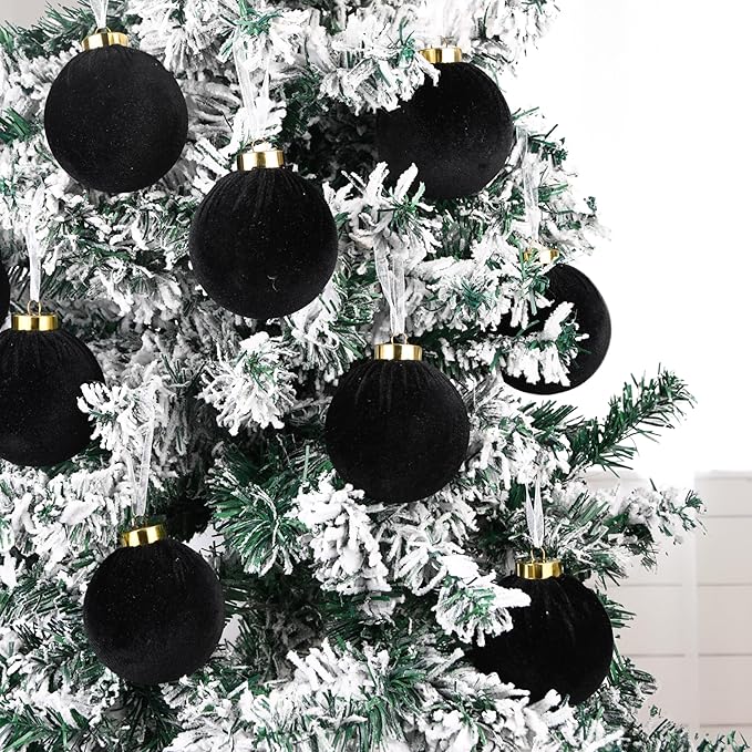 Velvet Ornaments for Christmas Tree Decorations - Black Xmas Ball
