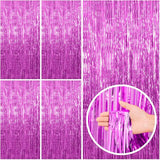 BOMSI 5 Pack Hot Pink Party Decorations - Tinsel Curtain Streamers