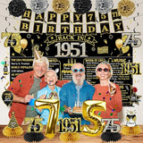 75th Birthday Decorations for Men Women 21pcs the Year 1951 Banner