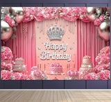 Pink Birthday Backdrop 6x4ft Princess Birthday Party Decorations