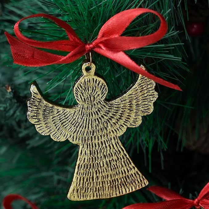 IndianShelf 12 Piece Golden Aluminum Christmas Tree Hanging Ornaments