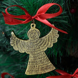 IndianShelf 12 Piece Golden Aluminum Christmas Tree Hanging Ornaments