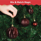 PREXTEX Wine Red Christmas Ornaments Set - 36 Shatterproof Wine