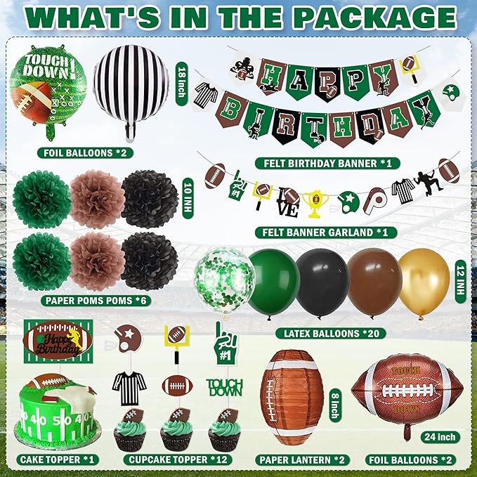 47 Pcs Football Birthday Party Decorations Football Party Supplies