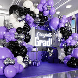 ALL-IN-1 Purple and Black White Balloons Garland & Arch Kit – Small