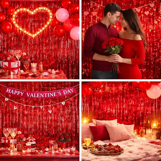 Red Party Streamers Decorations Happy Mothers Day 3 Pack 3.2 x 8.2 ft