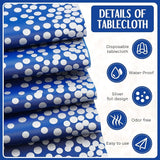 Breling 24 Packs Navy Blue and Silver Disposable Plastic Tablecloths