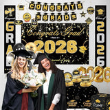 Graduation Decorations 2026 Black and Gold Party Supplies