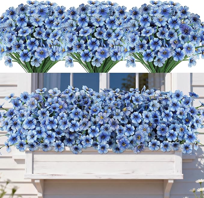 AmyHomie 20 Bundles Artificial Flowers for Outdoors UV Resistant Fake