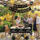 Black and Gold Birthday Decorations Party Supplies Kit with