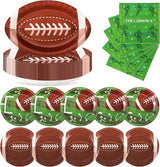 72PCS Football Party Plates and Napkins 11.8in Football Shaped