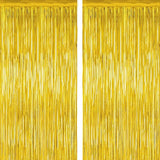 2 Pack Gold Tinsel Backdrop, 3.28 FT x 7.05 FT Metallic Fringe