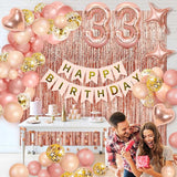 Woman Lady Rose Gold Birthday Party Decorations Rose Gold Happy