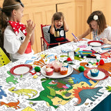 Dinosaur Coloring Tablecloth for Kids Jumbo 30x72 Inch Poster with