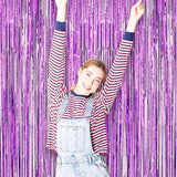 Voircoloria 3 Pack 3.3 x 8.2 ft Laser Purple Foil Fringe Backdrop