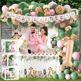 Wild One Birthday Decorations for Girls 114 Pcs Safari Jungle Theme