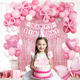Pink Bow Birthday Decorations for Girls Women, Coquette Birthday