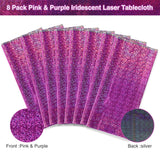 8 Pack Iridescence Plastic Tablecloths Shiny Disposable Laser