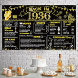 DARUNAXY 90th Birthday Black Gold Party Decoration, Back in 1936