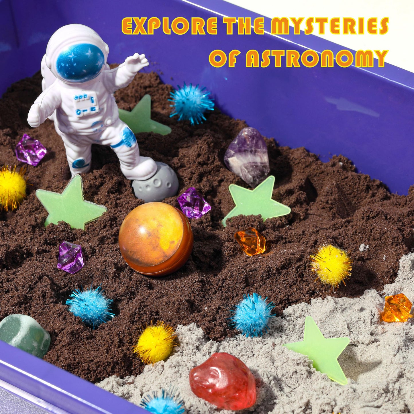 Galaxy Sensory bin, Gemstone Dig Kit,Galaxy Excavation Gem Kit with 5