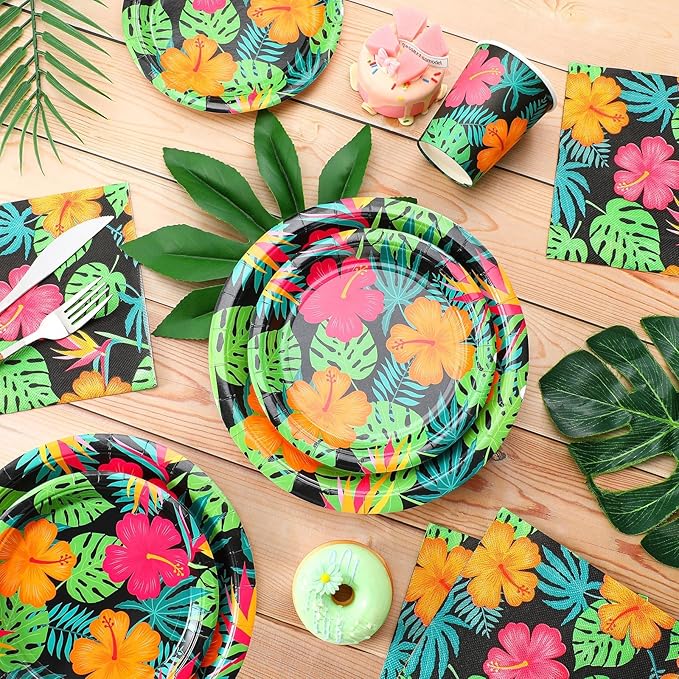 200 Pcs Tropical Nights Hawaiian Aloha Party Supplies Serve 50