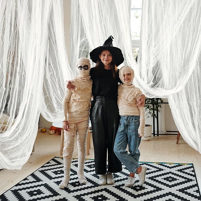 600 x 85 Creepy Cloth Large White Halloween Spooky Fabric Cloth