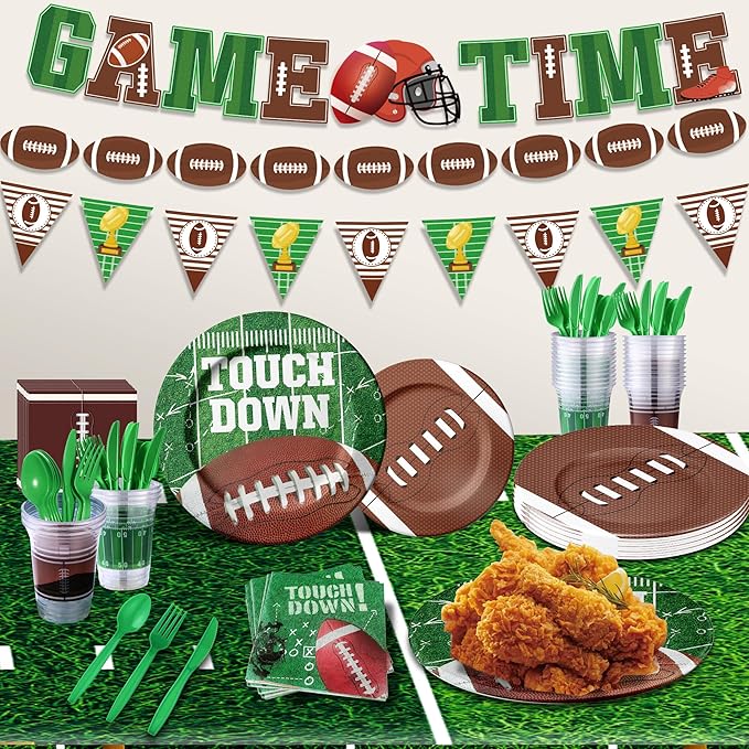 173PCS Football Party Supplies Kit for 24 Guests - Football Birthday