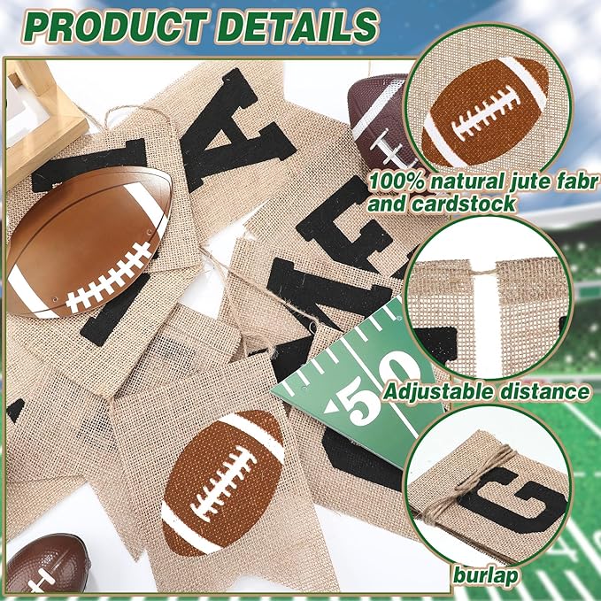 Game Time Football Burlap Banner Football Party Favors Decorations