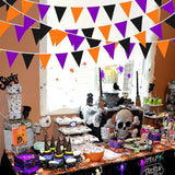 32Ft Orange Black Purple Halloween Pennant Banner Fabric Triangle