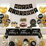 Black and Gold Birthday Decorations Party Supplies Kit with