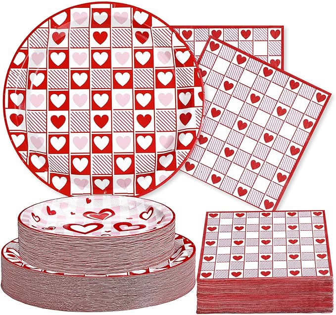 200Pcs Valentine's Day Decorations Happy Valentine Plates