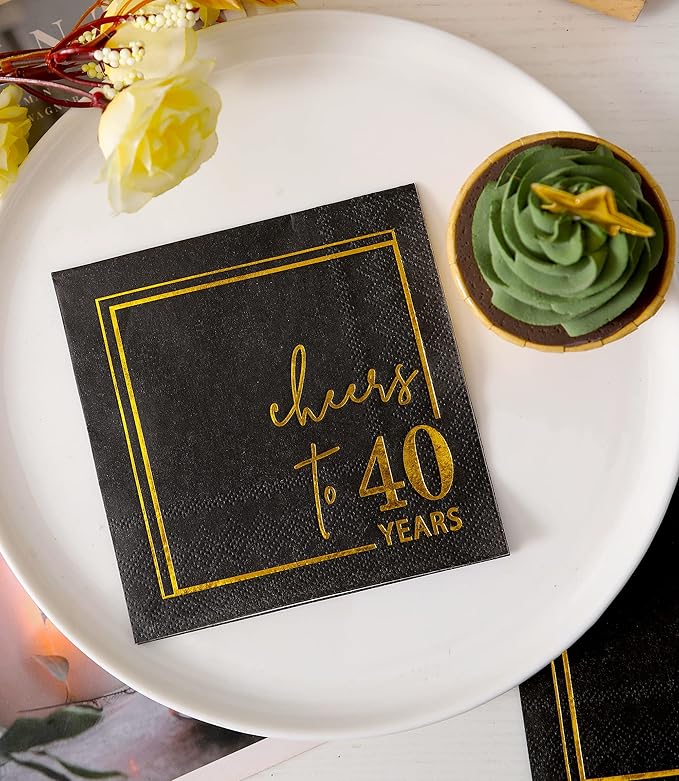 Cheers to Years Cocktail Napkins - 50PK - 3-Ply Birthday Napkins 5x5