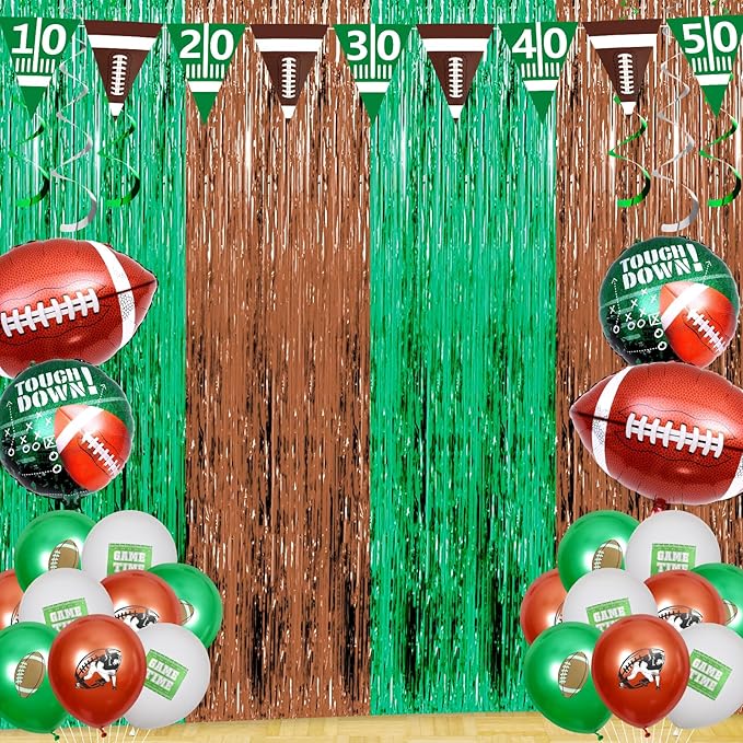55Pcs Football Party Decorations Streamers Balloons Football Photo