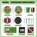 Football Party Decorations Tableware 168pcs Football Plates and