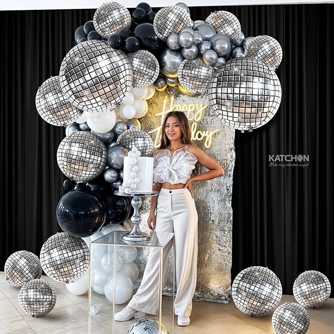 KatchOn, Silver Disco Ball Balloons - 32 Inch, Pack of 20 | Shiny