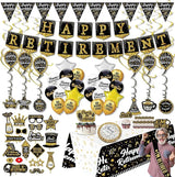 Happy Retirement Party Decorations supplies 80pack black gold party