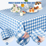 Kochorie 54 Inch x 300 Ft Light Blue Checkered Plastic Table Cloth